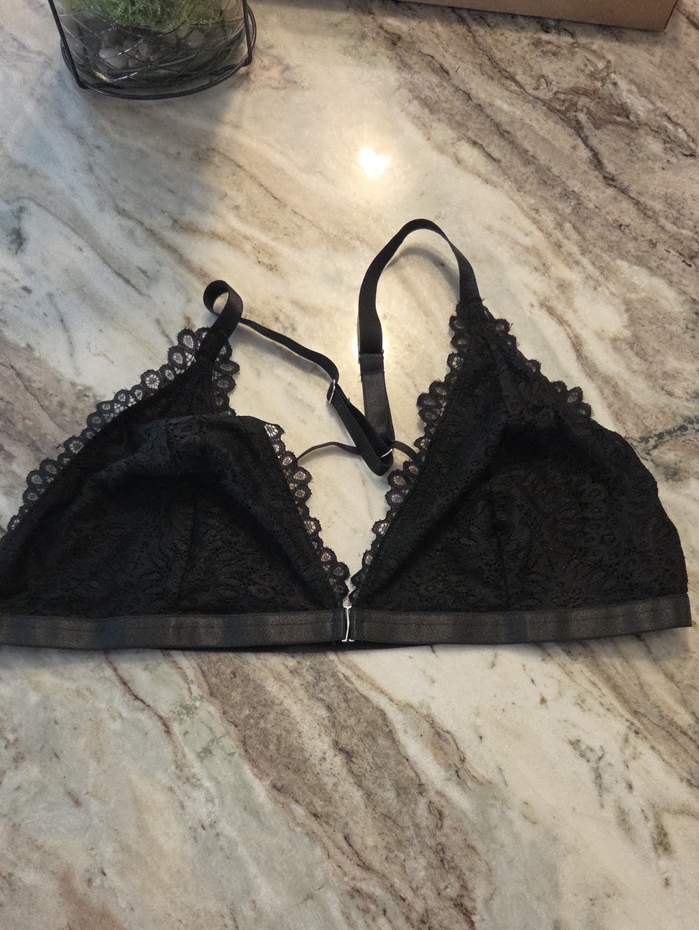 Black Lace Bralette - Lightweight Triangle Lace Bralette